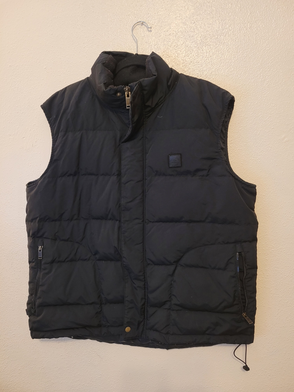 Lacoste Men’s XL 58 Navy Down Puffer Vest Fleece Collar Quilted